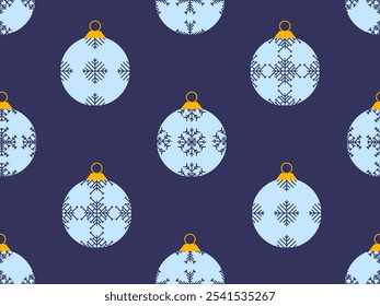 Christmas balls seamless pattern. Christmas Tree Balls is decorated with snowflakes patterns. Christmas Tree Balls. Xmas design for wrappers, covers, banners and posters. Vector illustration
