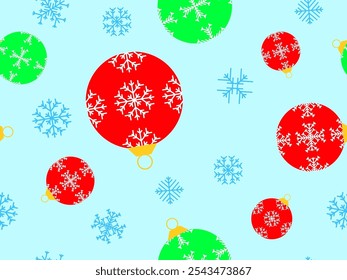 Christmas balls seamless pattern. Christmas Tree Balls is decorated with snowflakes patterns. Christmas Tree Balls. Xmas design for wrappers, covers, banners and posters. Vector illustration