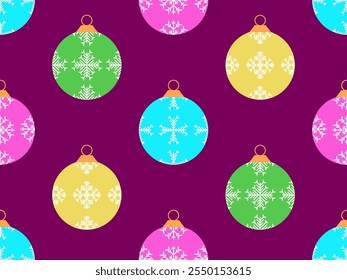 Christmas balls seamless pattern. Christmas Tree Balls is decorated with snowflakes patterns. Christmas Tree Balls. Xmas design for wrappers, covers, banners and posters. Vector illustration