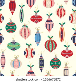 Christmas balls seamless pattern with white background
