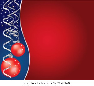 Christmas balls with serpentine for greeting card