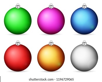 Christmas balls set on a white background. Vector illustration.
