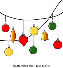 Christmas balls set on white background. Vector Illustration. Eps10