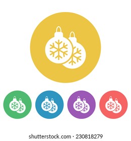christmas balls set vector colored round icons