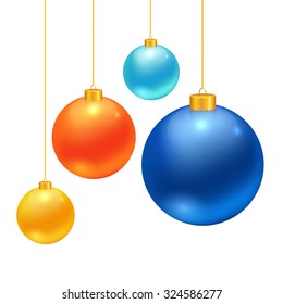 Christmas balls set. Vector illustration of isolated realistic colorful decorations.