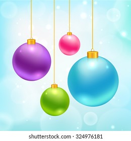 Christmas balls set. Vector illustration of isolated realistic colorful decorations.
