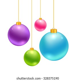 Christmas balls set. Vector illustration of isolated realistic colorful decorations.