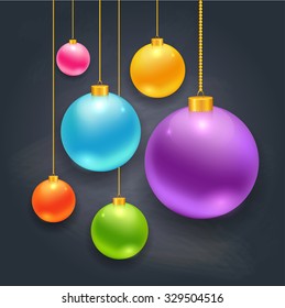 Christmas balls set. Vector illustration of isolated realistic colorful decorations.