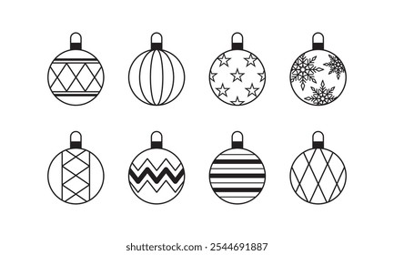 Christmas balls silhouette, Christmas Ornament, Holiday Christmas element art vector illustration.