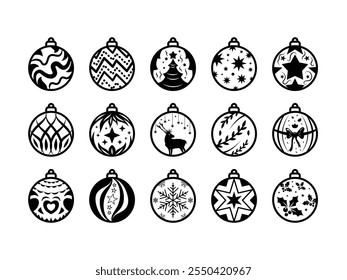 Christmas Balls Silhouettes, Collection, Isolated