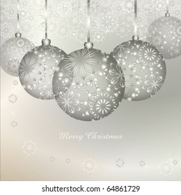 Christmas balls in silver. Vector illustration.