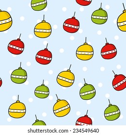 Christmas balls and snow, seamless pattern