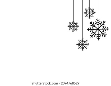 Christmas balls with snowflakes  hanging from top isolated  on png or transparent  background. Graphic resources for New Year, Birthdays and luxury card. Vector illustration 