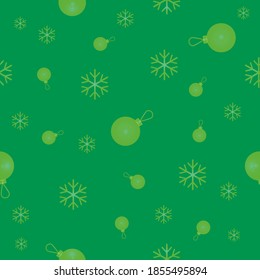Christmas balls and snowflakes. Seamless pattern for fabric, print, clothing, gift wrap, cover, wrapping paper and more.
