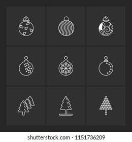 Christmas balls  snowflakes tress  christmas  snow  winter  merry christmas  25 dec  balls  decoration  evening  snowfall  icon vector design  flat  collection style creative  icons