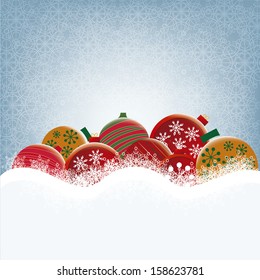 a lot of christmas' balls with some design in winter