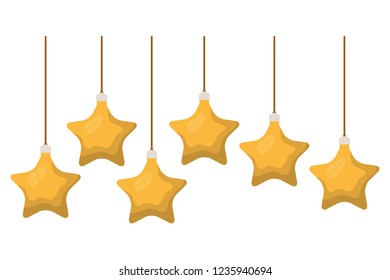 christmas balls with star shape hanging isolated icon