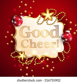 Christmas Balls and Stars. Merry Christmas and Happy New Year Card Xmas Decorations. Blur Silver Snowflakes. Vector. 