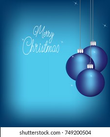 Christmas balls with stars on blue background, vector