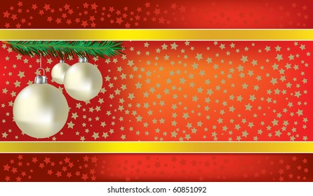 Christmas balls and stars red vector background