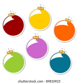 Christmas balls stickers with different colors over white