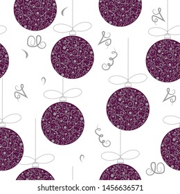  Christmas balls, stylish design.Seamless pattern. Christmas Decor. Can be used as background,Christmas packaging paper, cover, fabric and etc.