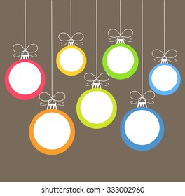 Christmas balls tags background. Vector illustration card