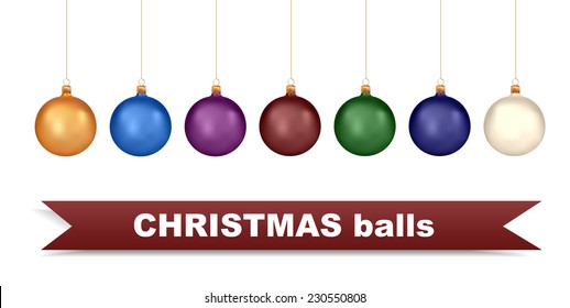 Christmas balls template set, vector eps10 illustration.