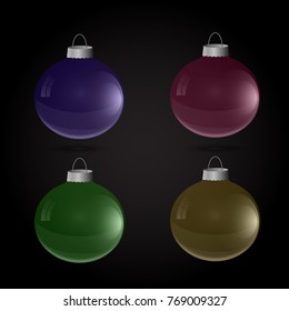 Christmas balls toys set vector illustration.