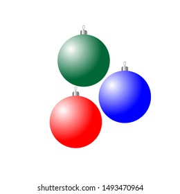 Christmas balls. Christmas tree decoration. Minimalism. Decor element. Vector. Red. Blue. Green.