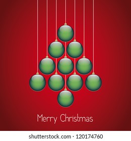 christmas balls tree hang twine red background