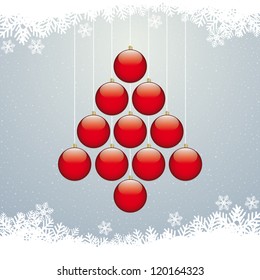 christmas balls tree winter snowflake gray background