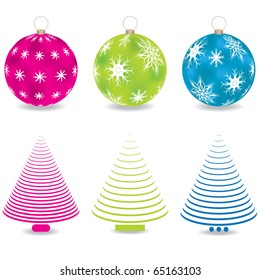 christmas balls and trees