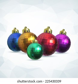 Christmas balls of triangles. Vector illustration