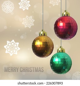 Christmas balls of triangles. Vector illustration