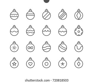 Christmas Balls UI Pixel Perfect Well-crafted Vector Thin Line Icons 48x48 Ready for 24x24 Grid for Web Graphics and Apps with Editable Stroke. Simple Minimal Pictogram Part 1-1