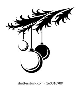 Christmas balls. Vector black silhouette.