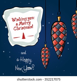 Christmas balls, vector Christmas card