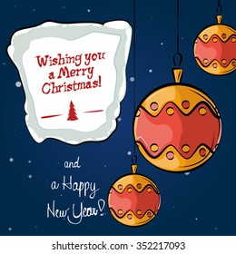 Christmas balls, vector Christmas card