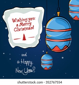 Christmas balls, vector Christmas card