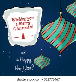 Christmas balls, vector Christmas card