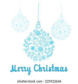 Christmas Balls Vector Greeting Card Background