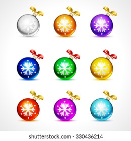 Christmas balls  vector holiday background ribbon new celebration christmas snowflake art