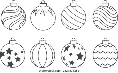 Bolas de Navidad Vector Icono Set Elemento Decoración
