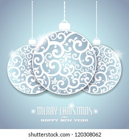 ?ard with Christmas balls. vector illustration