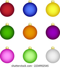 Bolas de Navidad, vector. Bolas de Navidad multicolores.