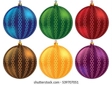 Christmas balls with vertical strips
