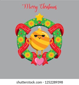 Christmas balls with wreath, Flat Design Style Eps 10. 8