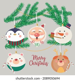 CHRISTMAS BAMBALINES DECORATED WITH CHRISTMAS BRANCH IN A BEIGE BACKGROUND