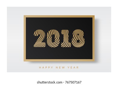 Christmas banner 2018 on frame happy new year gold style on white background for decoration, flyer, web, promotion, christmas sale, invitation, calendar, card, poster. Vector Illustration
